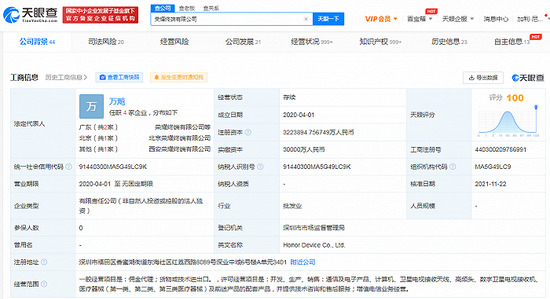 百姓彩票平台_荣耀终端有限公司注册资本增至约322亿元(图1) 百姓彩票平台_荣耀终端有限公司注册资本增至约322亿元(图1)
