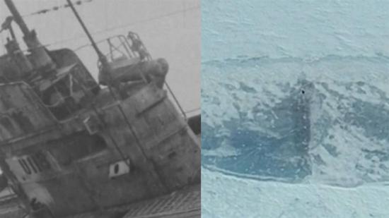 网友发现的“希特勒潜艇”（右）。