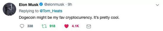 △&nbsp;狗狗币可能是我最喜欢的加密货币了，他酷的一批