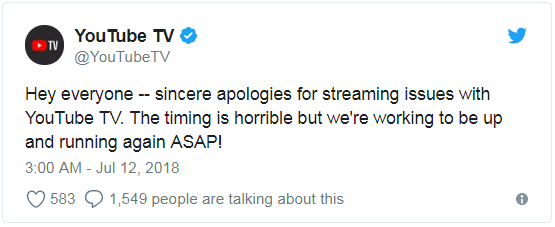 YouTube的道歉推文