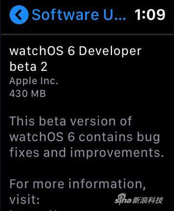 刷了watchOS 6系统的手表接收到更新通知