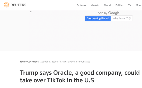 甲骨文参与竞购TikTok业务,特朗普回应