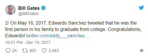 比尔-盖茨分享2017年让他感动的几件事:让你乐观