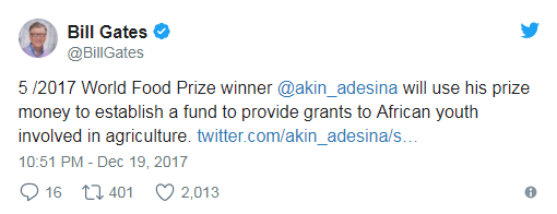 比尔-盖茨分享2017年让他感动的几件事:让你乐观