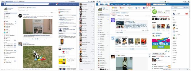 人人开心网:没有了老朋友的人人网,还是那个人人网吗? (Facebook 和人人网的对比,图片来自:ChinaRed)