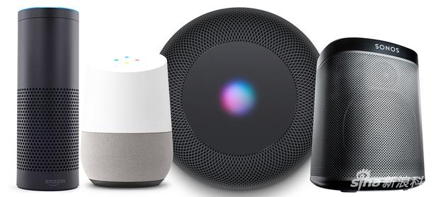 HomePod（右数第二个）和其他竟品