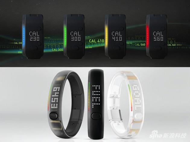 上为阿迪达斯推出的micoach fit 下为耐克推出的Fuelband