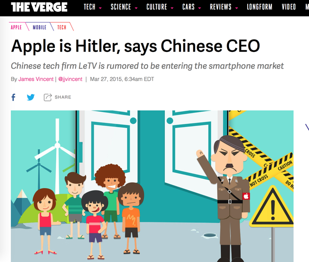 美国媒体报道贾跃亭将苹果比作纳粹