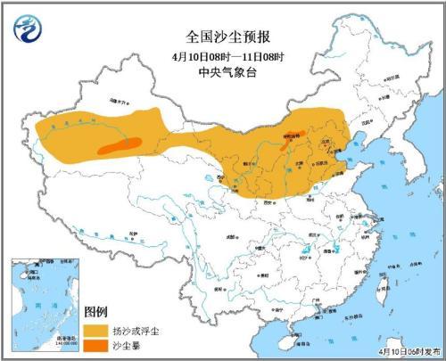 全国沙尘预报 图片来源:中央气象台
