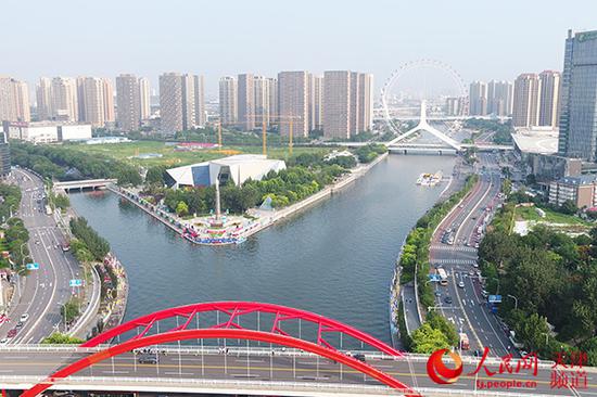 如今的海河,水清、岸绿、景美。天津市委网信办供图