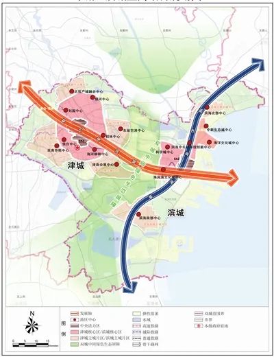 ▲津城、滨城空间结构规划图 