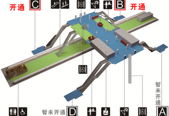 ▲地铁5号线李七庄南站B、C出入口开通（图中红框所示）