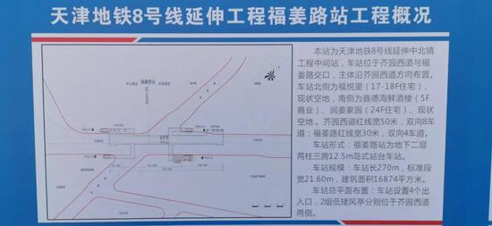 ▲天津地铁8号线延伸项目福姜路站工程概况