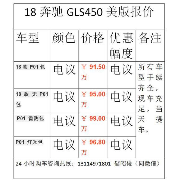 18款奔驰GLS450美版 天津港三月大回馈