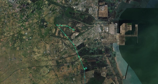 卫星追踪技术捕捉“天天”从河北省进入天津活动轨迹图