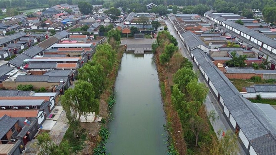 这是位于天津市宝坻区黄庄镇小辛码头村的古码头遗址（无人机照片，6月29日摄）