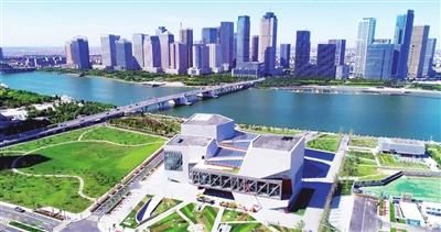 于家堡响螺湾海河两岸城市风光。