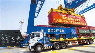 5月29日，天津至广西钦州集装箱直航航线开通运营。