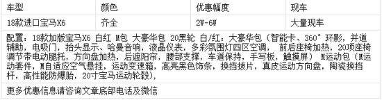 进口18款宝马X6 港口现车优惠幅度多少