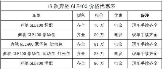 2018款奔驰GLE400新姿绽放感恩低价给你