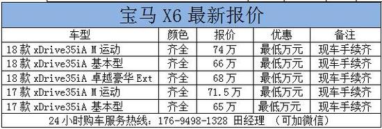 全新上市2018款宝马X6全系现车最新报价