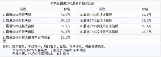中东霸道2700新车到店随时看车当日提车