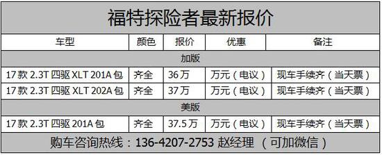 17款福特探险者2.3T价格低配置好空间大