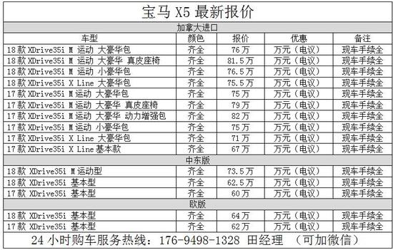 2017款宝马X5加版现车报价暴击优惠最低