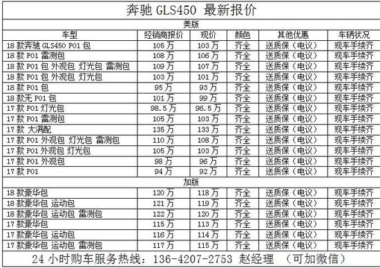 2018款港口美版奔驰GLS450新春最低价格