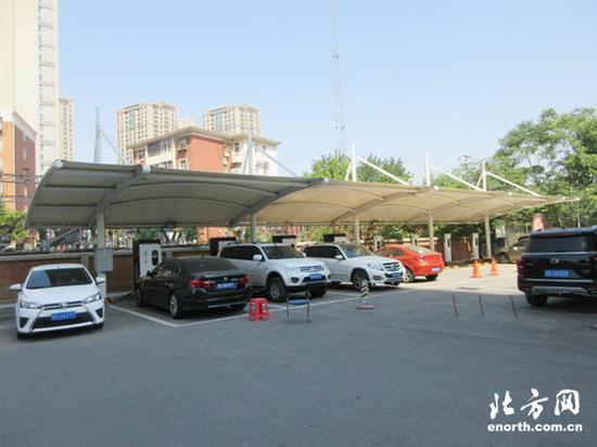 前沿网友记者“三秦人”:天津市南开医院停车场充电桩投用数月,为电动汽车提供及时充电服务