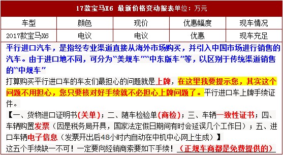 17款宝马X6 现车时尚运动SUV超优惠报价