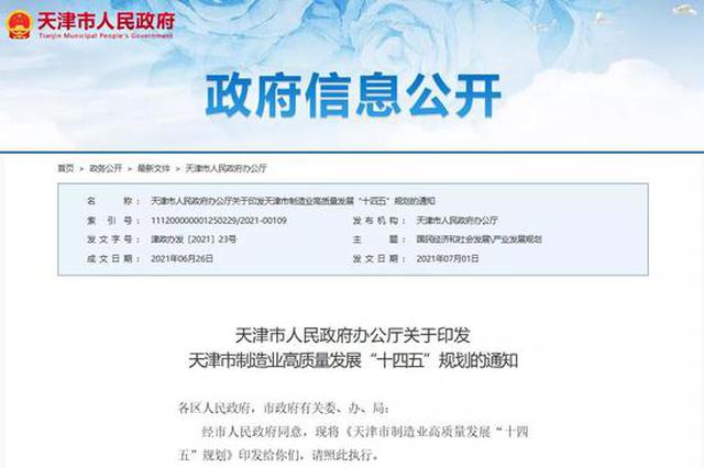 天津這份規劃 明確了16個區產業布局！