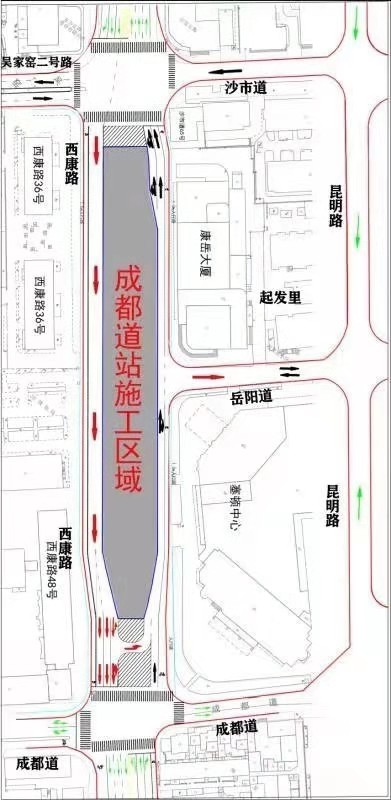 成都道站交通导行示意图