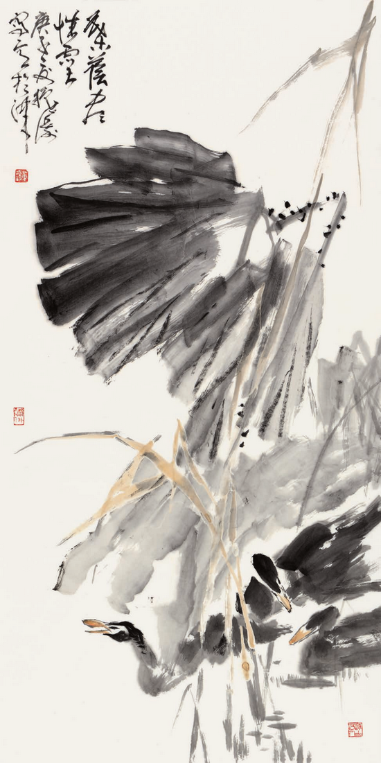 叶荫尽性灵 纸本设色 138cm×68cm 2020年