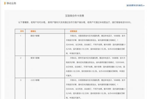 电信套餐截图