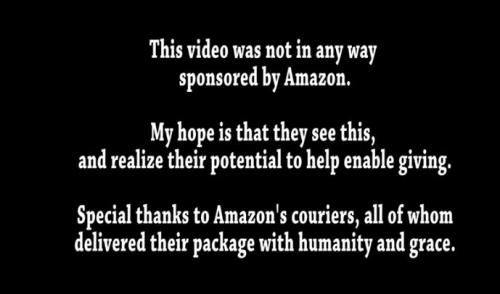 亚马逊并未赞助该视频，希望大家看到能对他人伸出援助之手