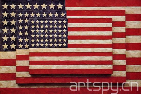 Jasper Johns， Three Flags， 1958