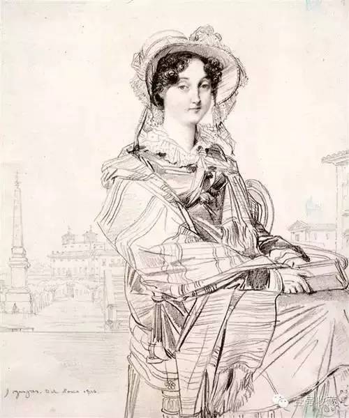 查尔斯·巴德姆夫人 1816,铅笔肖像画