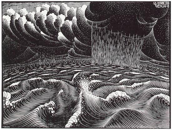 艾雪(Maurits Cornelis Escher, 1898-1972)〈創世紀第二天〉