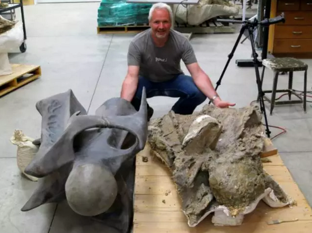 古生物学家迈克尔·泰勒与编号BYU 9024的颈椎骨，图片来自网络