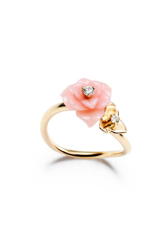 Piaget Rose 18K玫瑰金粉红色蛋白石指环