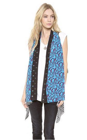 Diane von Furstenberg,Orchid Serape金属扣眼围巾背心