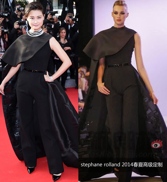 李宇春身着Stephane Rolland斗篷裙