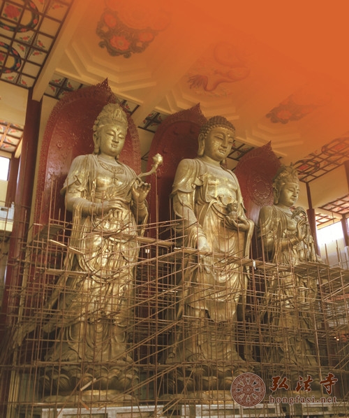 大雄禅寺即将落成的中华第一高铜铸西方三圣像