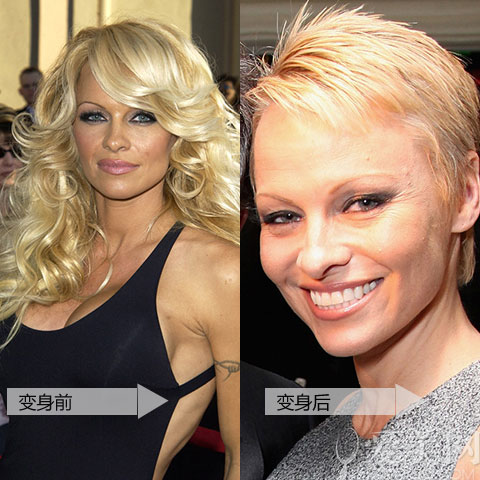 变身女星：Pamela Anderson对比照