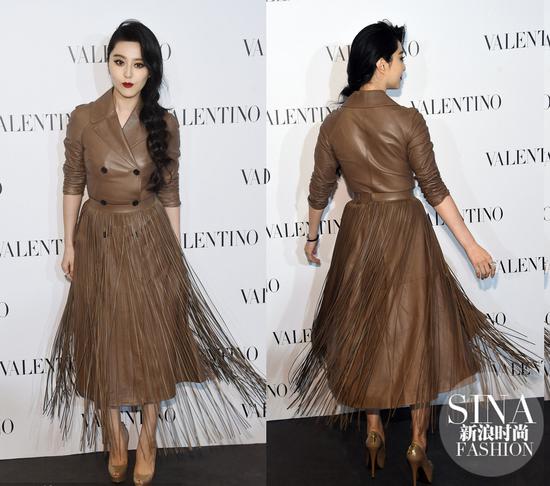 Valentino2014秋冬系列皮革流苏裙装