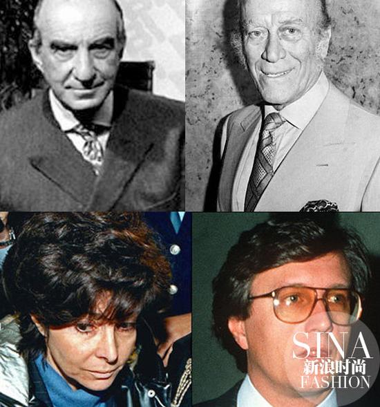 左上：Guccio Gucci、右上：Aldo Gucci、正下：Maurizio Gucci