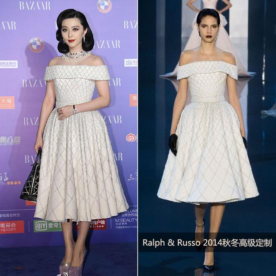 范冰冰身着Ralph & Russo2014秋冬高级定制