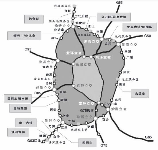 绕城高速去景区在哪儿下道 22个出入口都在图里