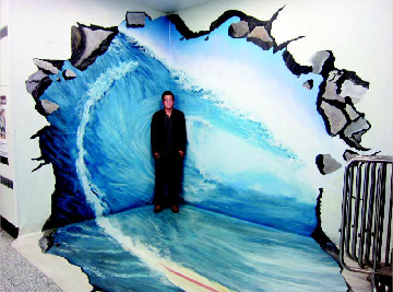 西安小寨地铁站现3D冰雪世界彩绘